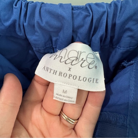 Mare Mare X Anthropologie Cobalt Blue Curved Hem Cropped Wide Leg Pants Medium - Picture 8 of 9